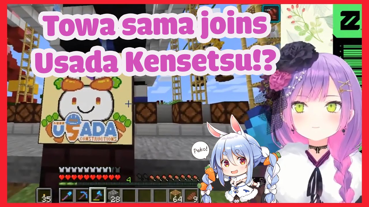 Tokoyami Towa- Reacts to Usada Constructions logo and answered chat question
