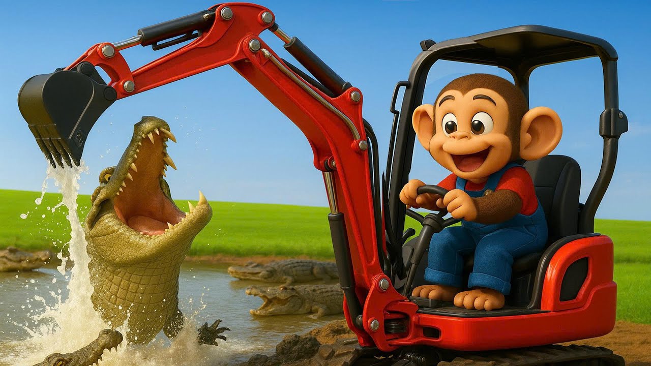 Farm Work: Crocodiles Dispute Territory, Monkey Farmer Builds New Crocodile | Cobby Farm
