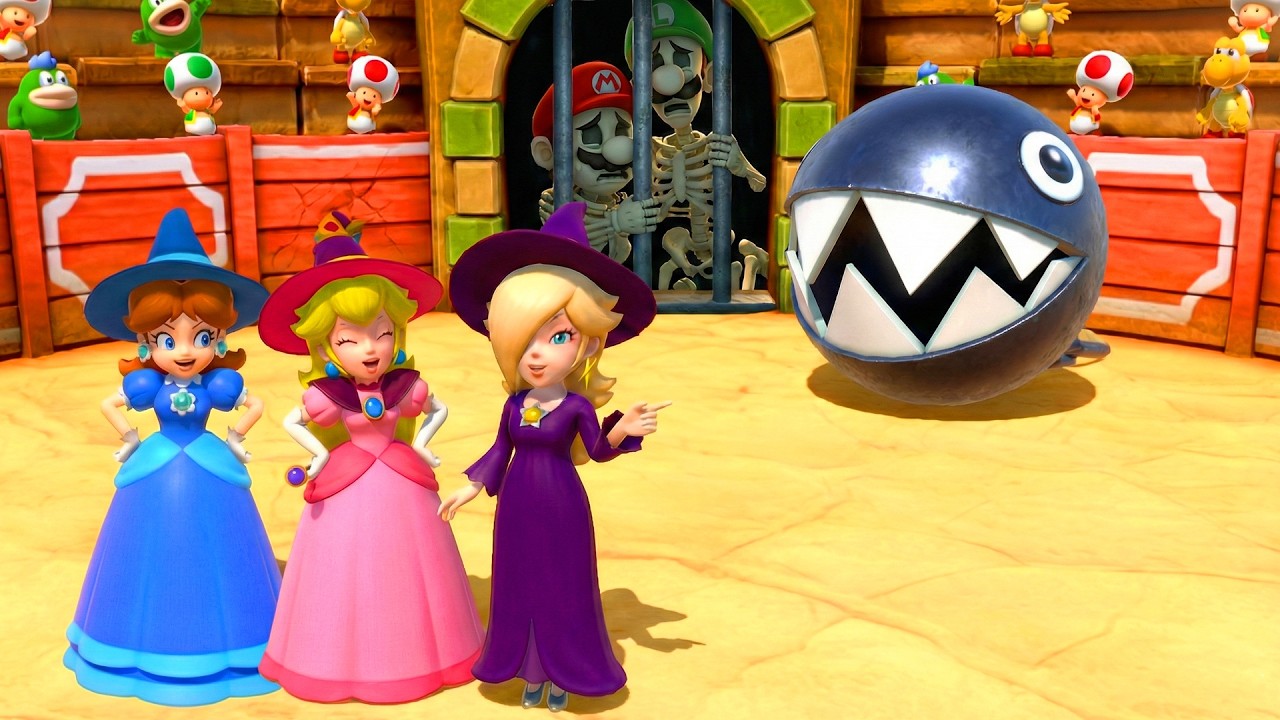 【マリオパーティ スイッチ】すべての1vs3ミニゲーム三人のプリンセス VS マリオスケルトン | Mario Switch