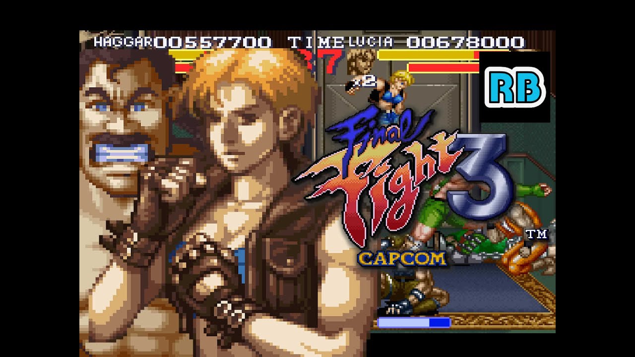 1996 [60fps] SNES Final Fight 3 2Players Haggar Lucia Expert ALL