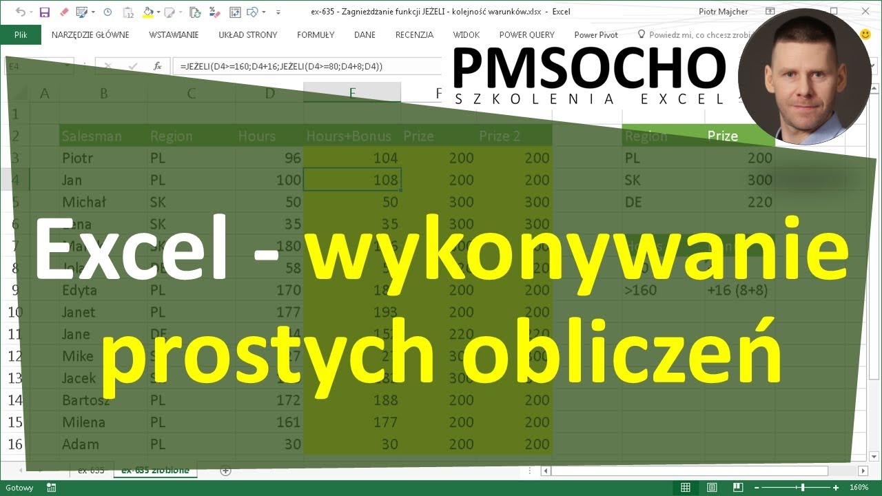 EXCEL - Wykonywanie prostych obliczeń