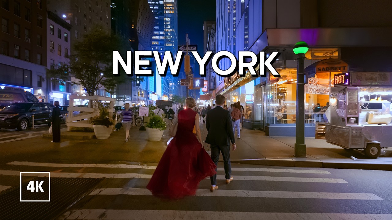 Walking in New York at Night / Explore Midtown Manhattan / NYC Walking Tour 4K