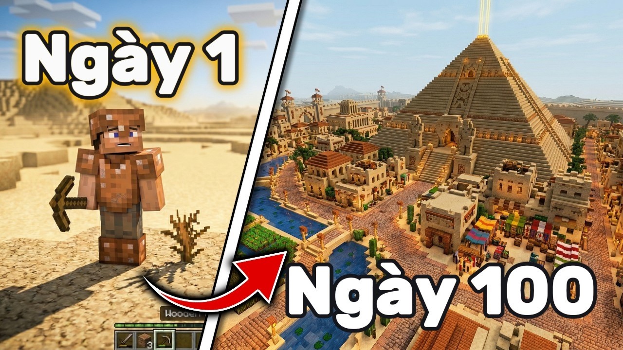T&ocirc;i Đ&atilde; Sống S&oacute;t 100 Ng&agrave;y Trong Sa Mạc Minecraft Hardcore