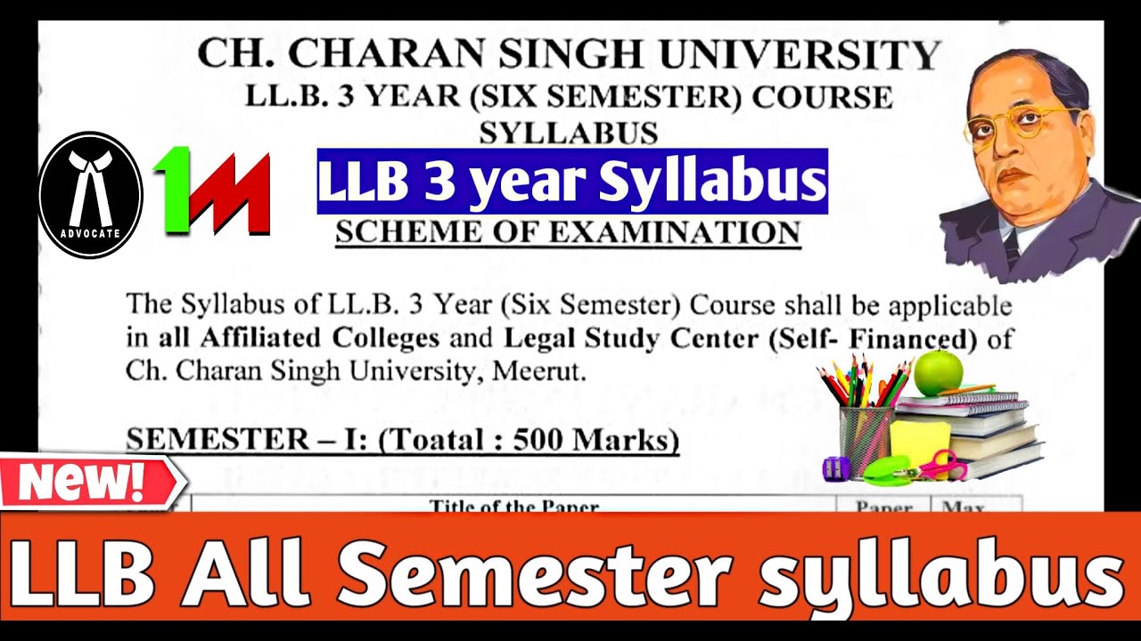 LLB 3 Year six semester syllabus CCS University Meerut || LLB syllabus All Semester || LLB subject