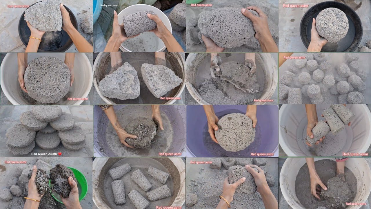 ASMR Edits Grey🩶 Gritty Cement Texture Crumbling Compilation❤️||Crunchy crispy sounds ✨💥