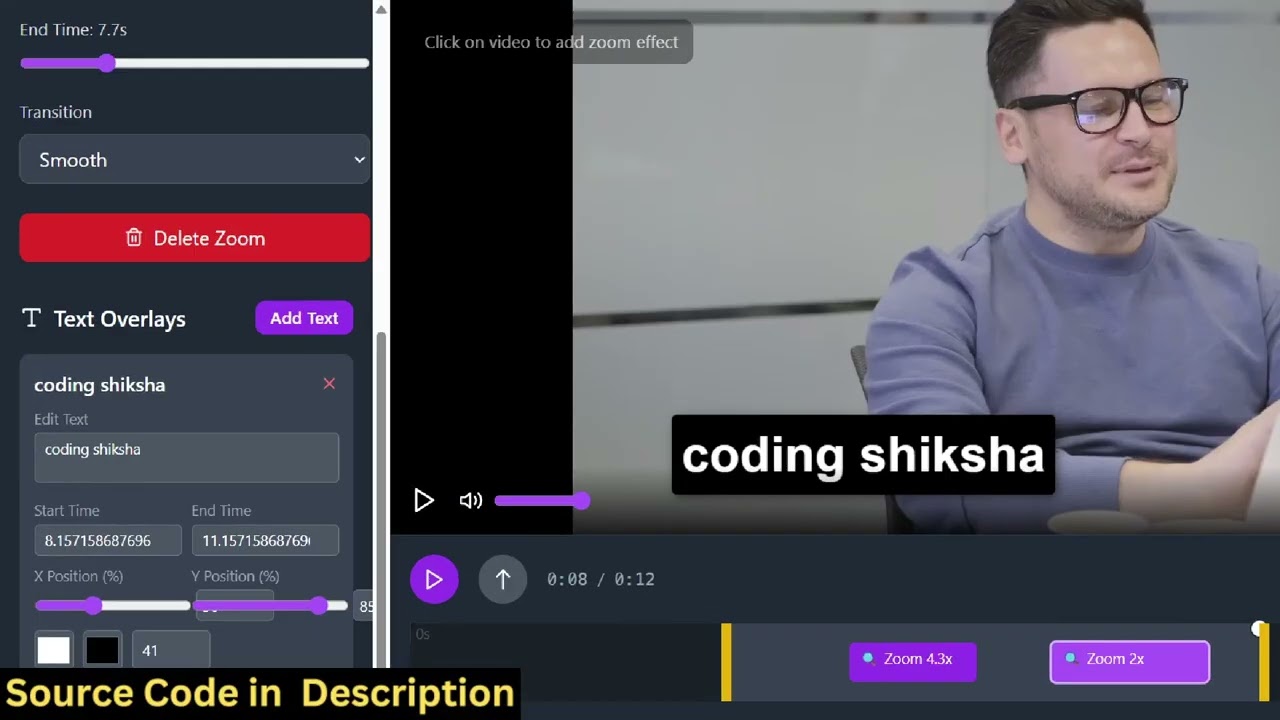 Build a React.js FFMPEG Timeline Video Editor to Apply Zoom Effect & Add Overlay Text in Browser