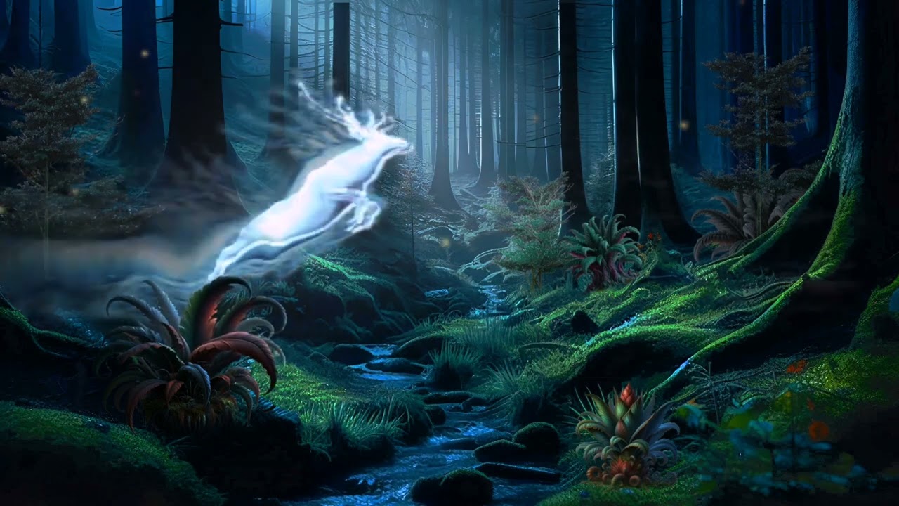 Inside the Sacred Forest with gentle streaming water and animal sound at night for sleeping. (fixed)