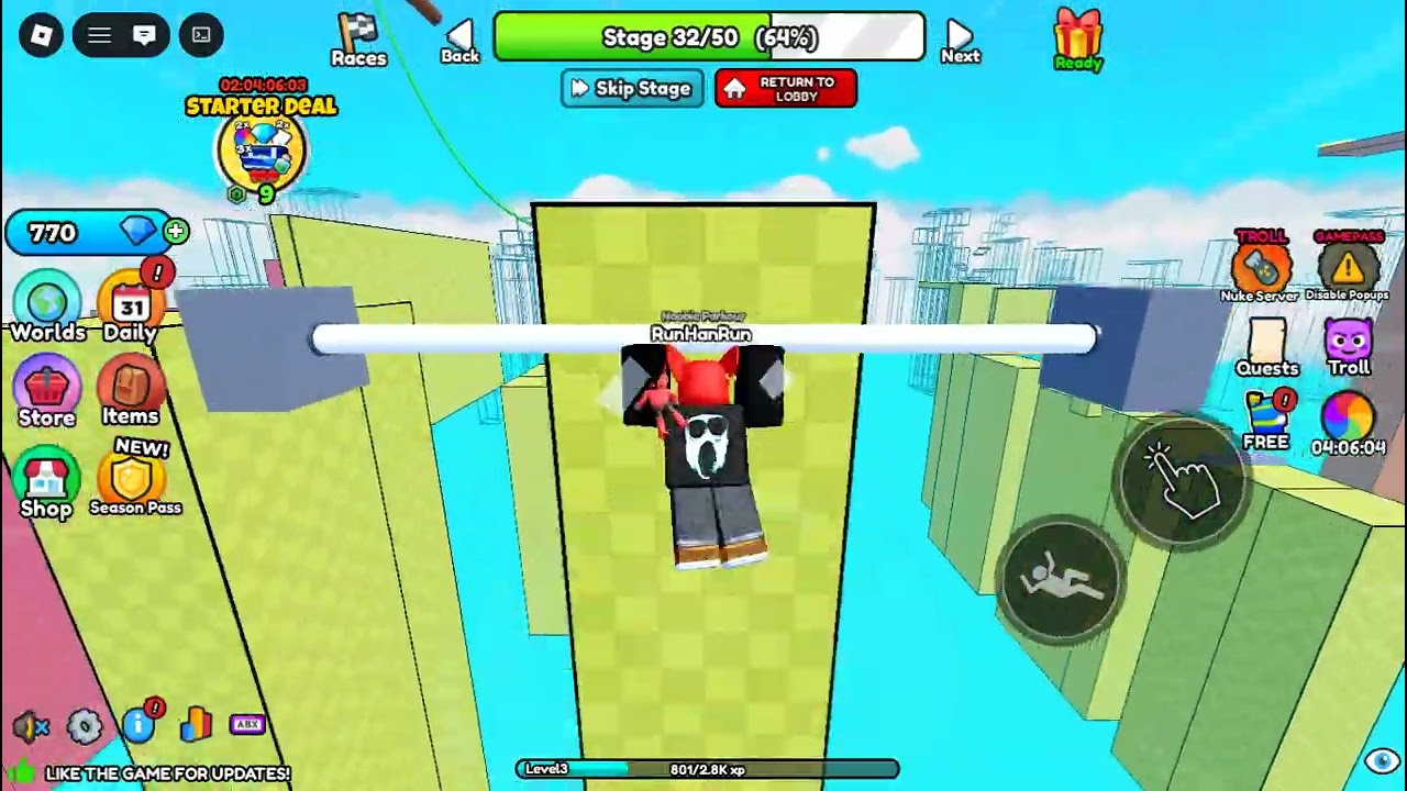 OBBY BUT YOU'RE A PARKOUR MASTER STAGE 21-44 WALKTHROUGH (WITH DEATHS)