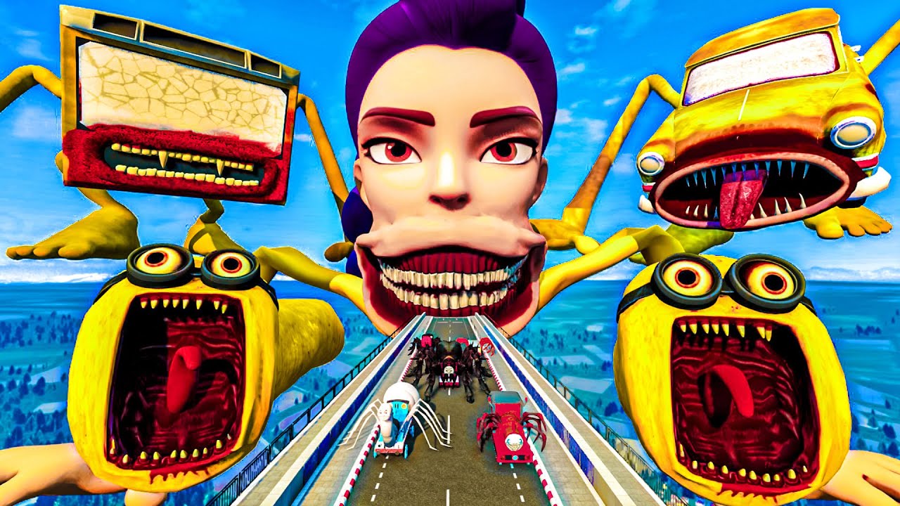ALL MONSTERS Big & Small Spider Trains Vs RUMI MONSTER EATER & BUS EATER - BeamNG.drive | BNG CAR