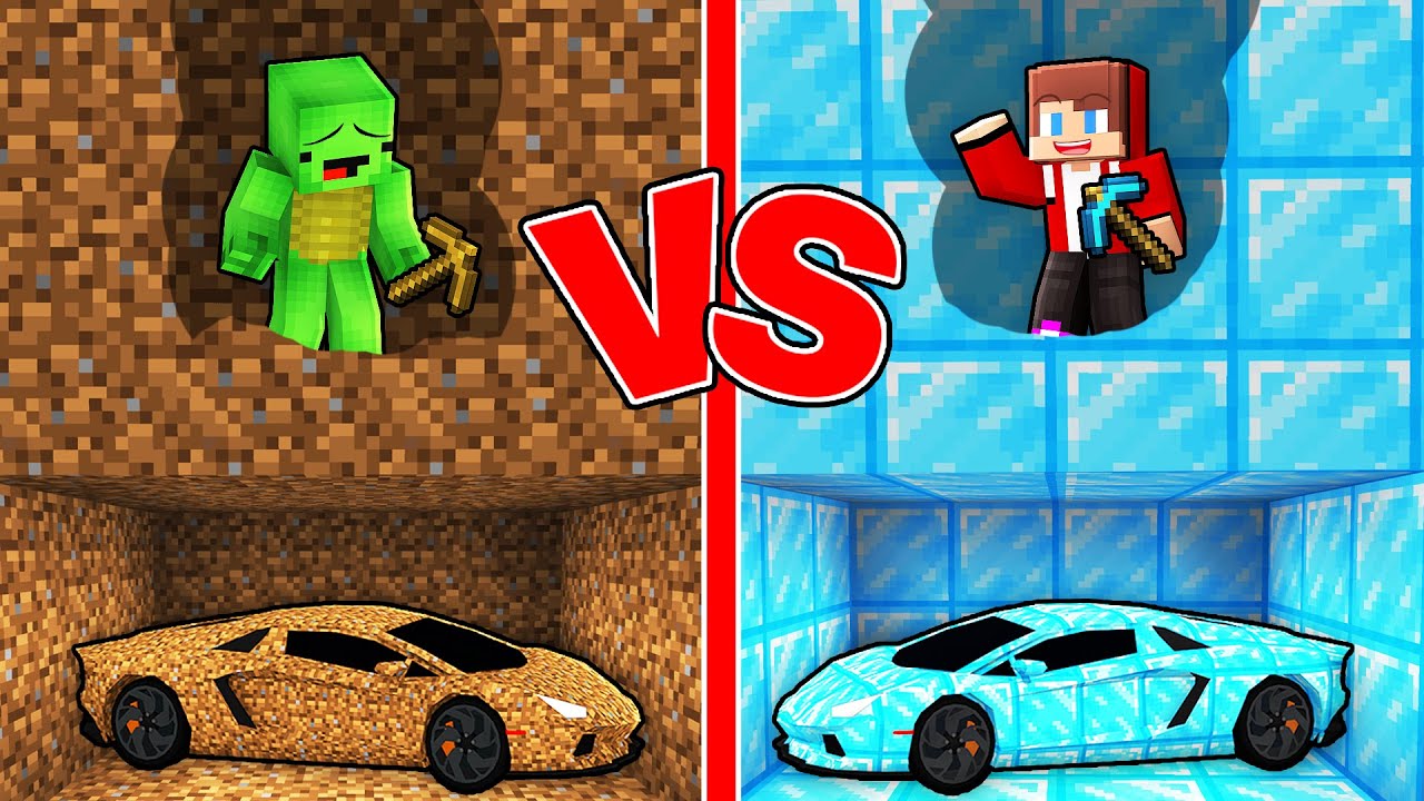 Mikey POOR vs JJ RICH Mine Car Battle - Minecraft (Maizen)