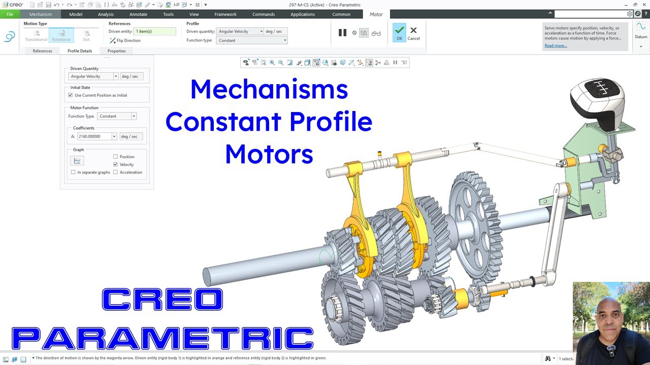 Creo Parametric — Как определить двигатель с постоянным профилем | Механизмы