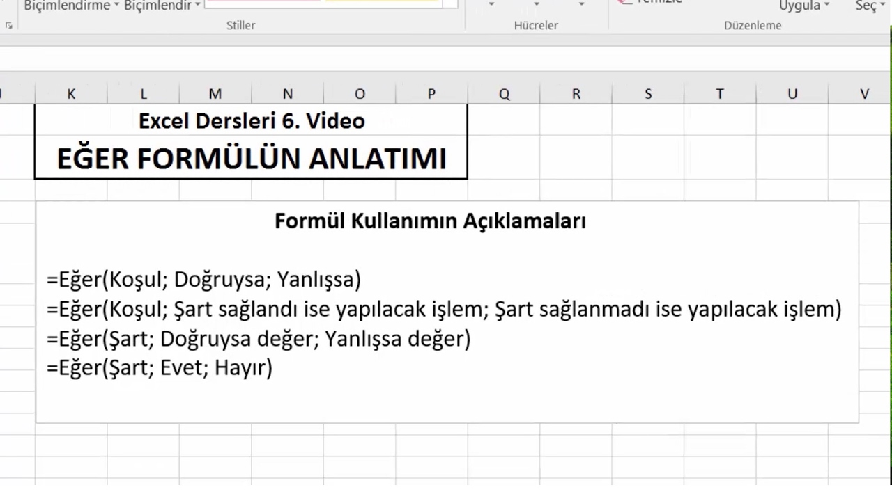 Excel Dersleri #6 - Excel'de Eğer Formülünün Kullanımı En Kolay Anlatımı