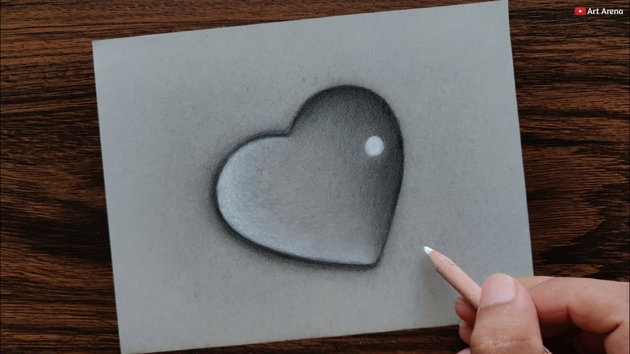 Heart Waterdrop drawing with Pencils - step by step