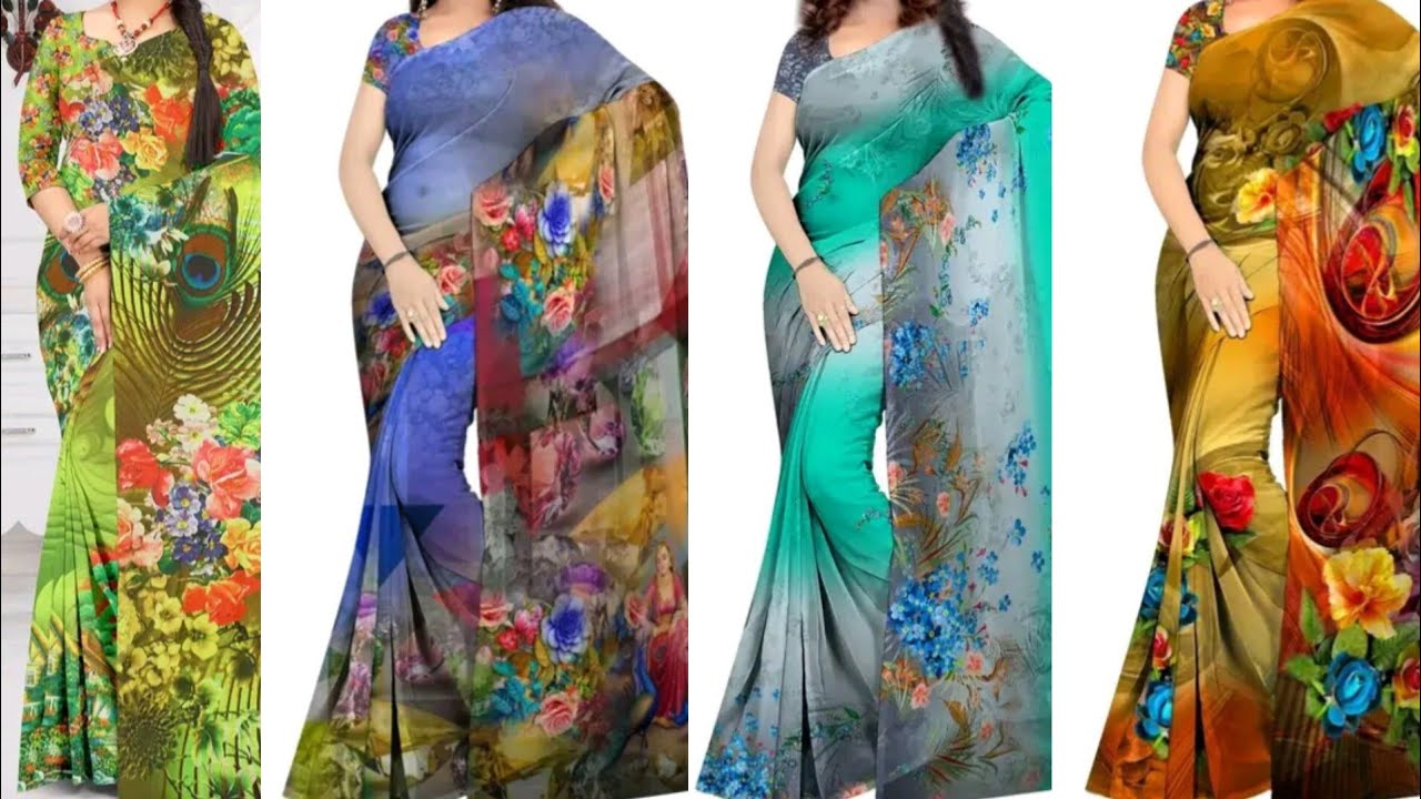 Beautiful Fancy Digital Saree With Blouse Piece |Digital Printed Saree Collection |@AllShoppingLinks