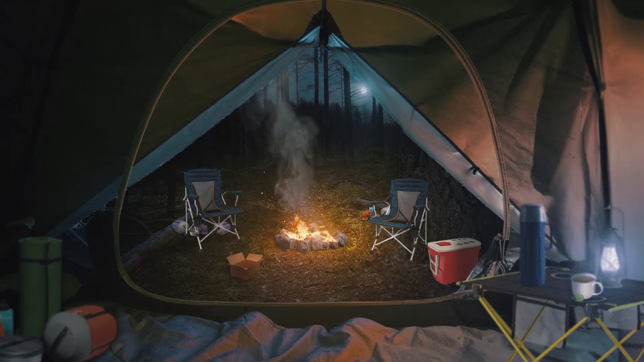 Camping in the Forest 🏕️🌲[ASMR] Relaxing Ambience ⋄ Nature 🔥 Campfire 🎒 backpack + Rain