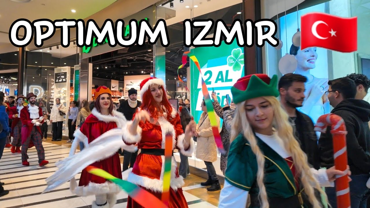 Izmir Optimum AVM Christmas Walk: Giant Tree & Crowded Holiday Vibes 4K 🇹🇷 (2025)