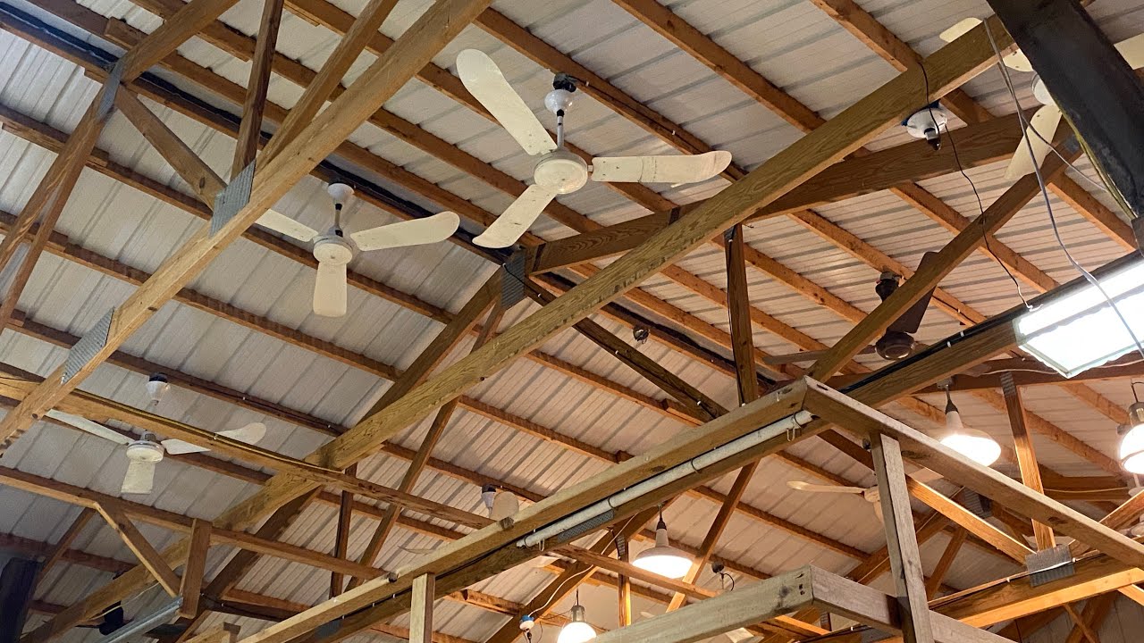 Barn shop loft industrial ceiling fans overall demonstration