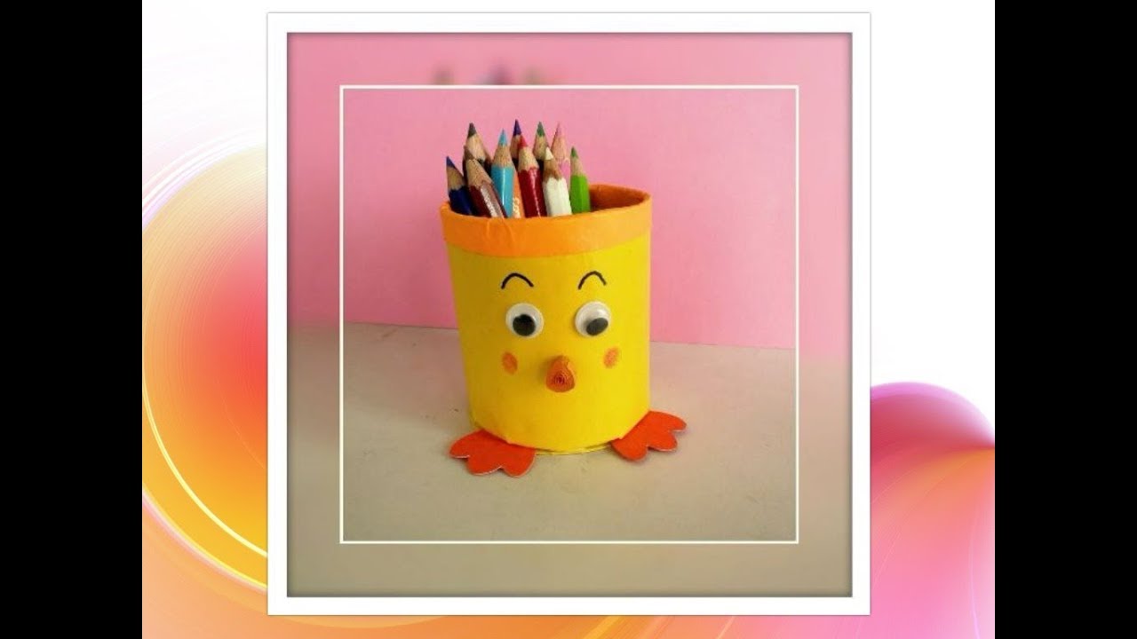 Chick Pencil-Pen Stand | Recycle Paper Rolls | Best out of Waste | DIY | Kids Craft