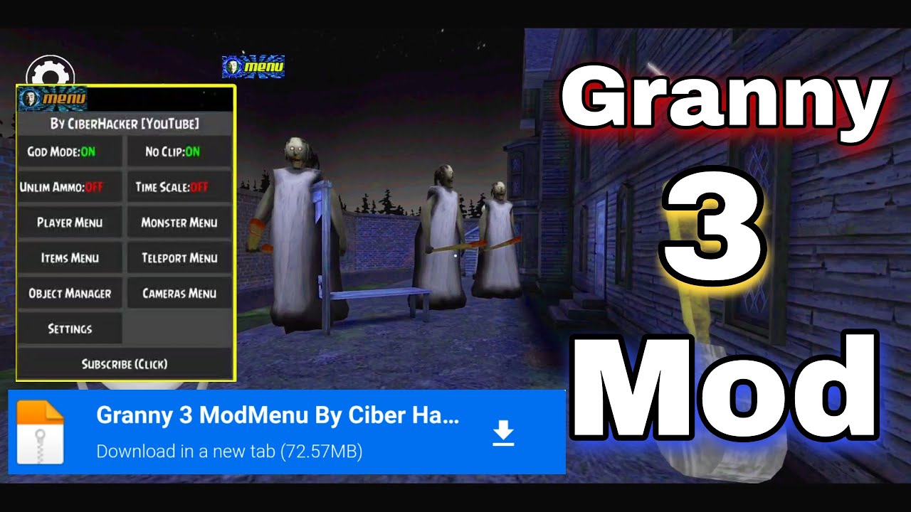 Granny 3 apk mod menu mediafirelink/ granny 3