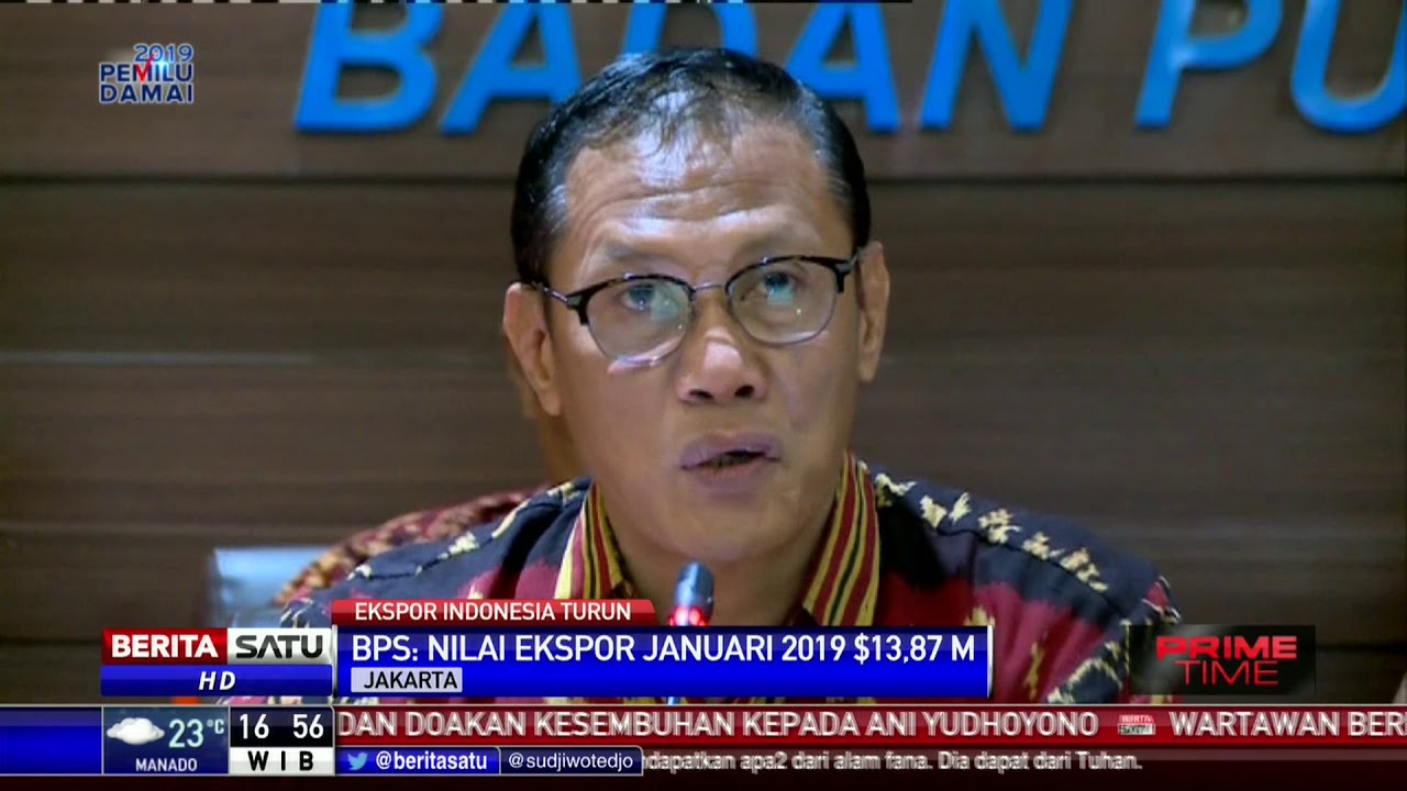 BPS: Ekspor Turun 3,24% Jadi USD 13,8 Miliar di Januari