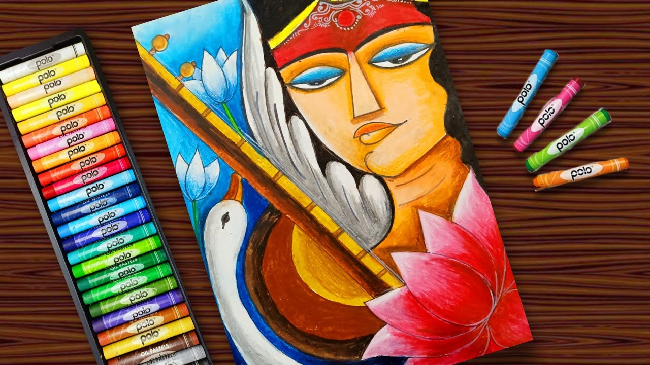 Saraswati maa drawing  easy/ maa saraswati drawing/ How to draw maa saraswati