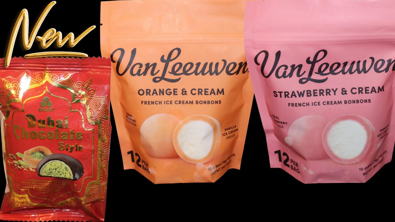 RUD Dubai Chocolate Style Mochi, Van Leeuwen BonBons: Orange & Cream and Strawberry & Cream