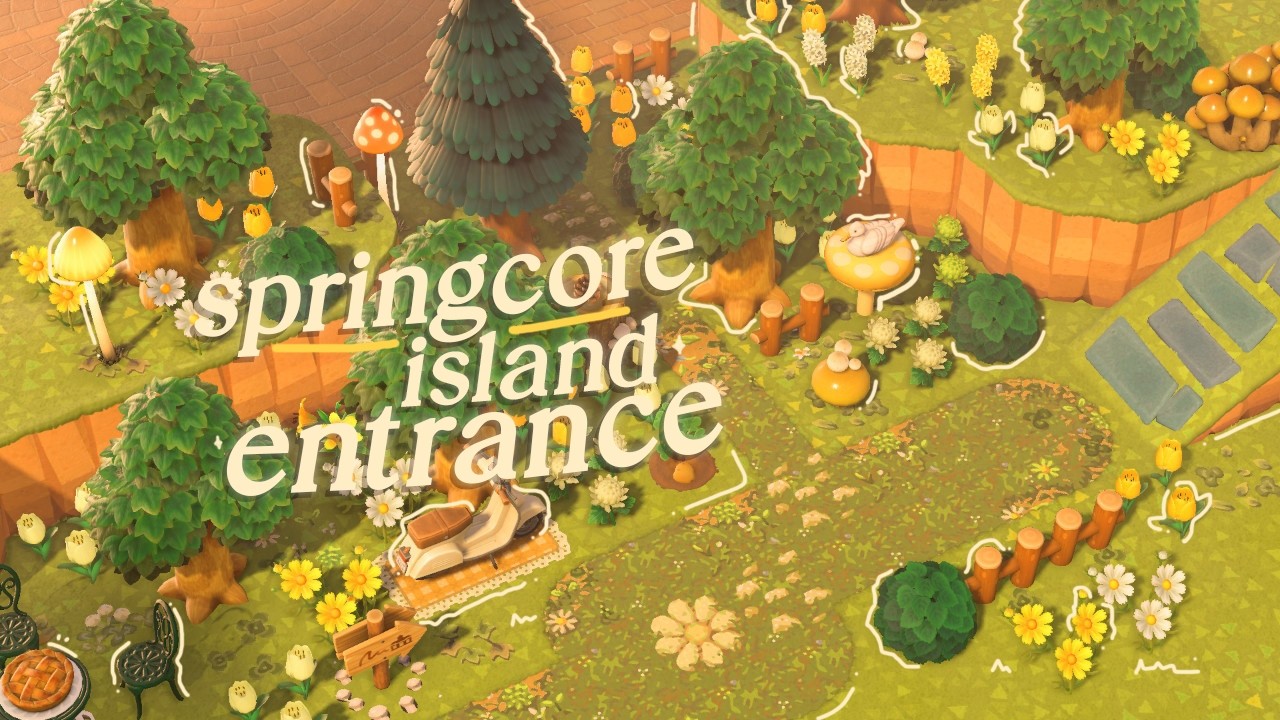 starting my SPRINGCORE island with a flowery entrance! 🌼| animal crossing cozy decorating ✨