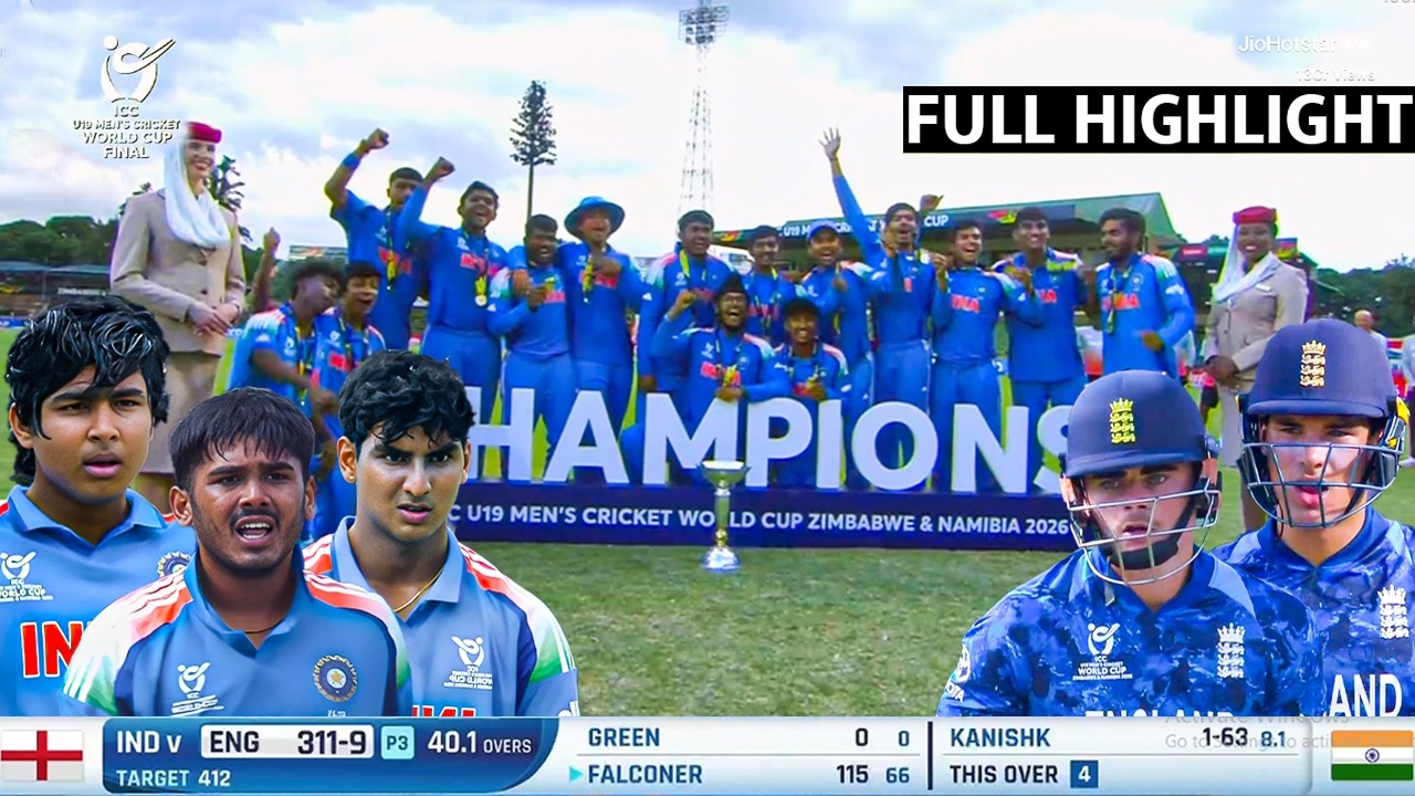 India vs England U19 Worldcup FINAL Match Full Highlights, Ind vs Eng U19  WC Final Full Highlights