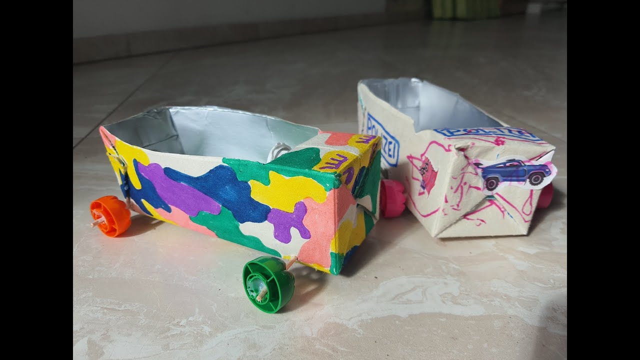 Vom Tetrapack zum Auto - Rennautos mit Luftballonantrieb aus einem Milchkarton und Quetschidekeln