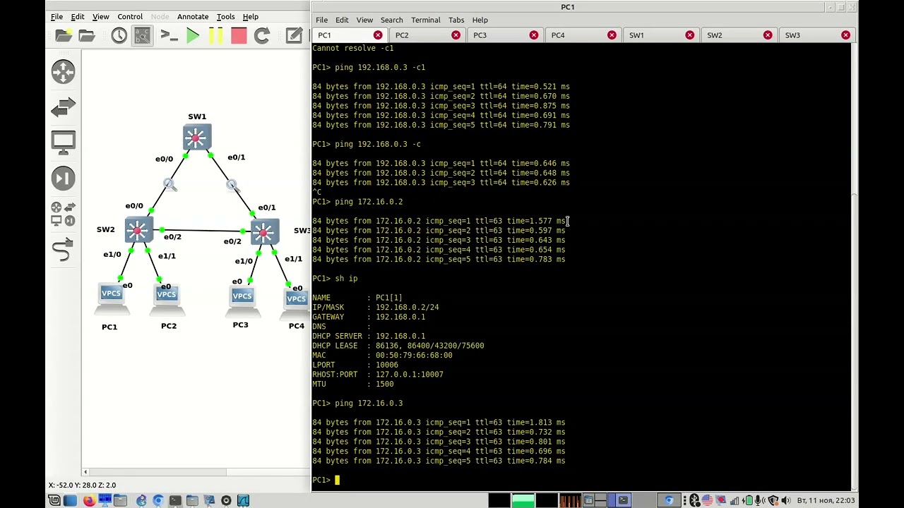 01- О путях кадров в сети с различными STP деревьями (About frames paths with PVST different trees)
