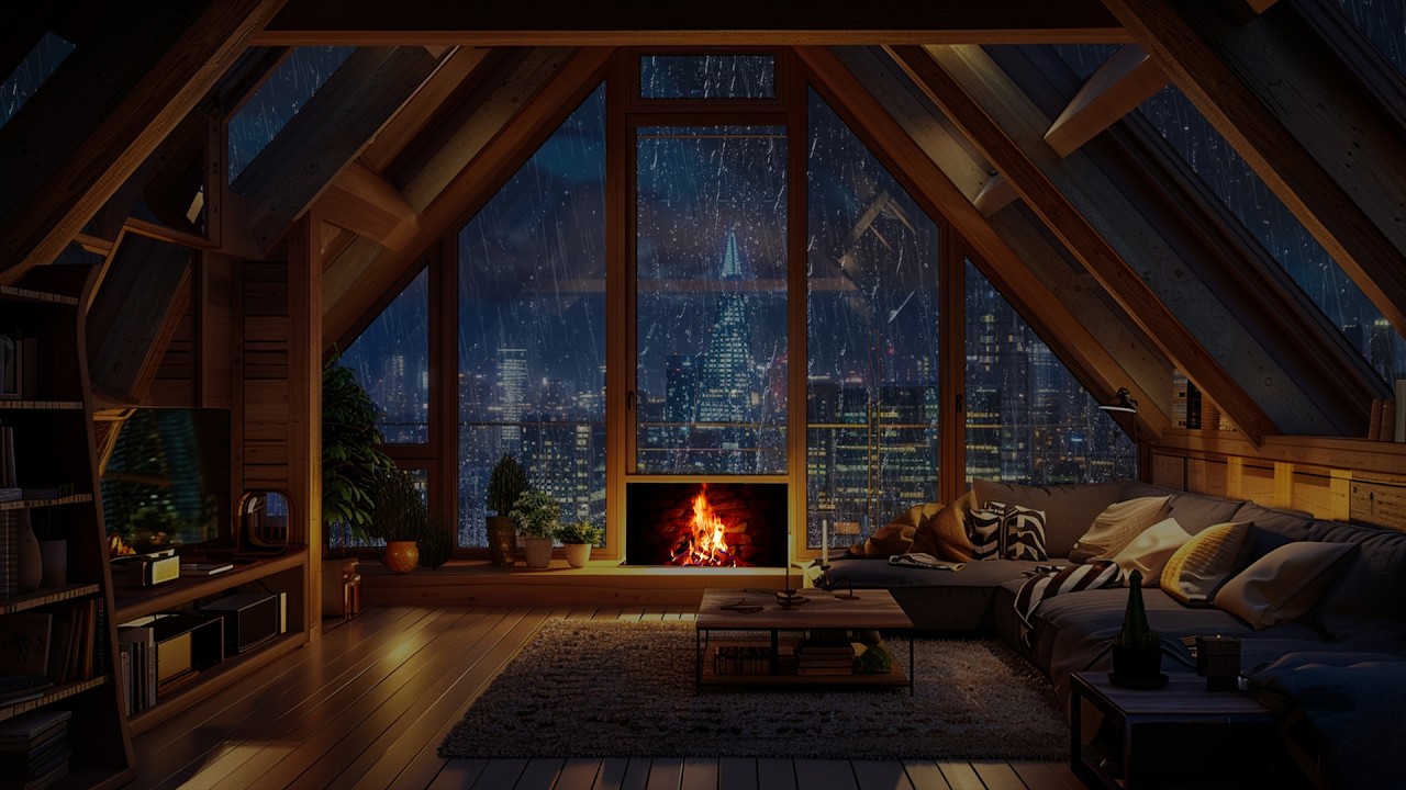 Night Rain Echoing Through a Forest Room | A Soft Ambience for Calm Rest and Sleep