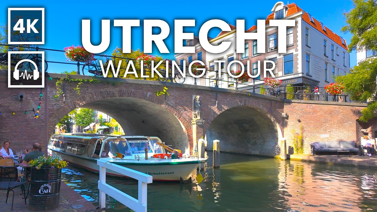 UTRECHT 4K Walking Tour With Captions & Sound 🇳🇱 Canals And Historic City Center [4K HDR 60fps]