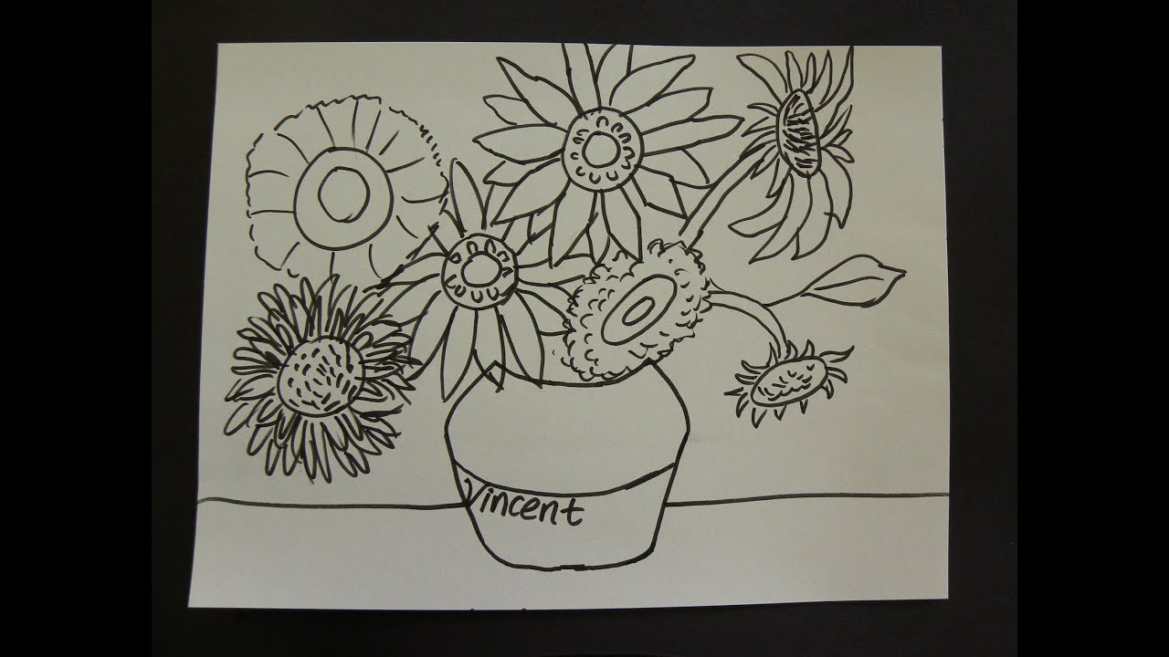 Kids Can Draw: Vincent Van Gogh Sunflowers  with First Grade Art Students.(patron spots available)