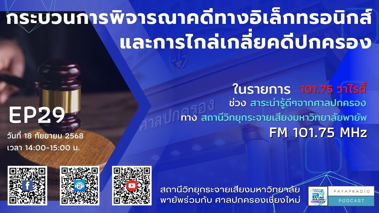 สาระน่ารู้ดีๆจากศาลปกครอง EP29 กระบวนการพิจารณาคดีทางอิเล็กทรอนิกส์และการไกล่เกลี่ยคดีปกครอง