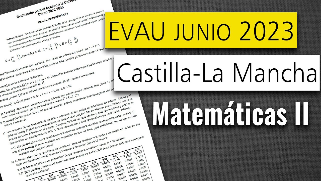 📘 Examen Selectividad EvAU ▶ Castilla-La Mancha Junio 2023 ▶ Matem&aacute;ticas II