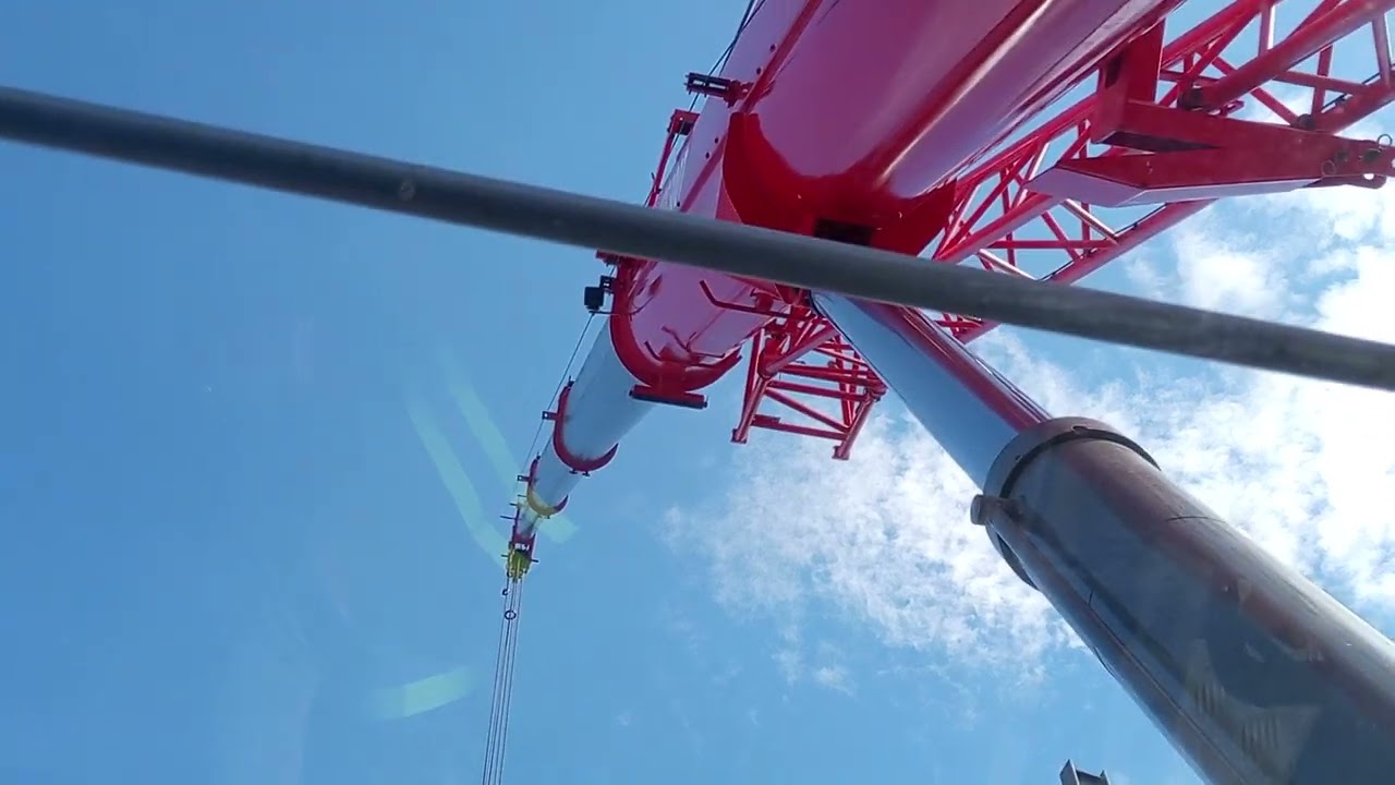 Erection of Column// Hoisting the Erector to Remove the shackle at the Top #Sany STC300T