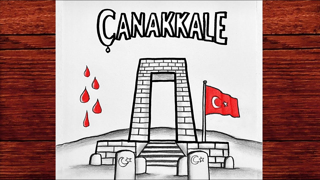 18 Mart Çanakkale Zaferi Resmi Çizimi, Şehitler Anıtı Resmi Çizimi, Çanakkale Zaferi Çizimleri 2025