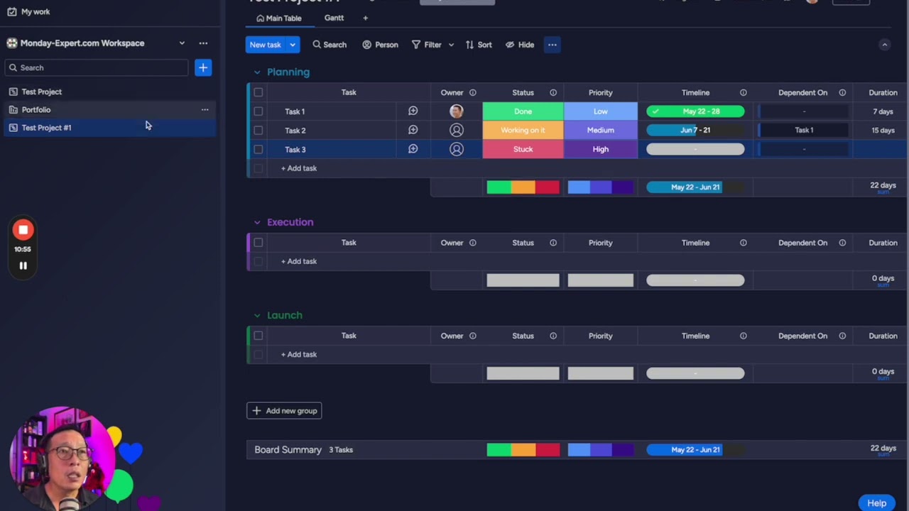 Monday.com Project Portfolio Features