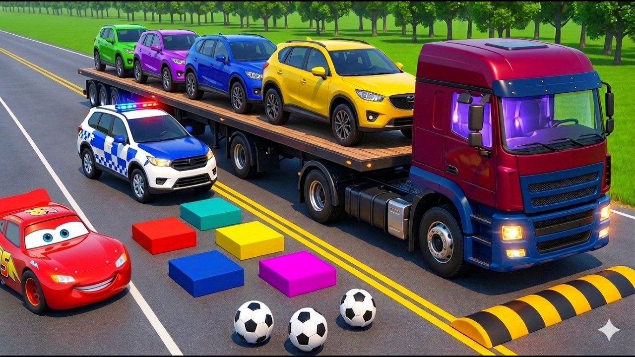 BeamNG Drive Double Flatbed vs Lightning McQueen | Epic Crashes & Stunts Compilation 💥| bmng