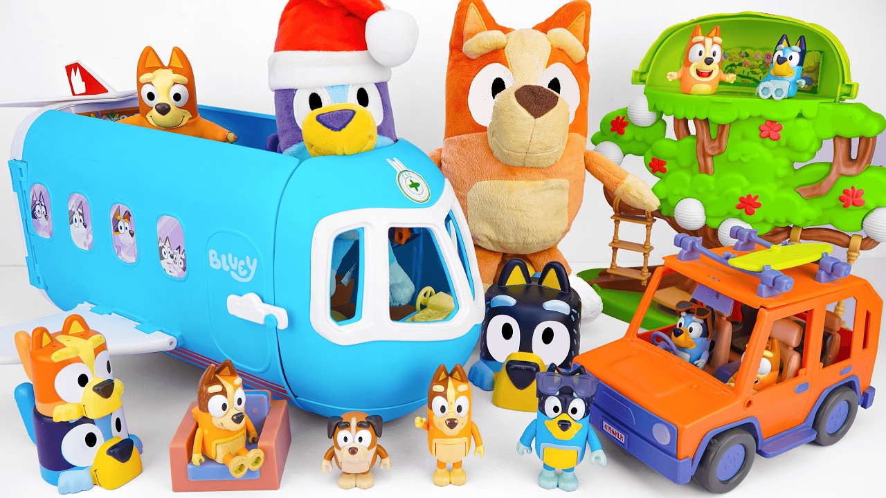 Bluey Toy Collection Unboxing Review 💙 Bluey 3-in-1 Airplane Transforming Playset & Tree Playset