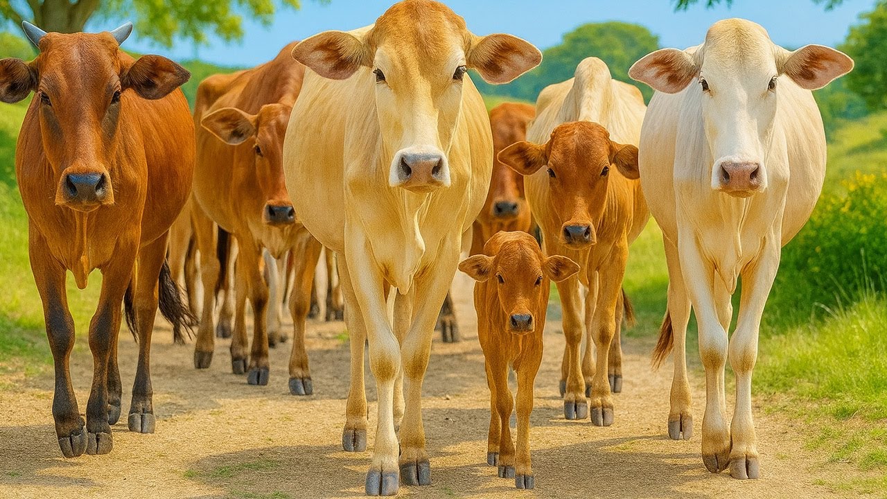 Suara Sapi Lembu Gembala Jinak Berkumpul dan Berlari di Tengah persawahan, suara sapi Moo