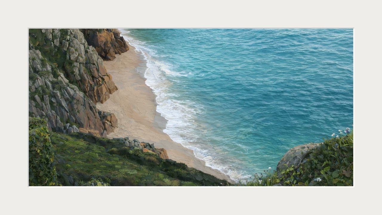 Secluded Cornish Cove (White frame) | Calm Luxury 4K Frame TV Art (2 hours)