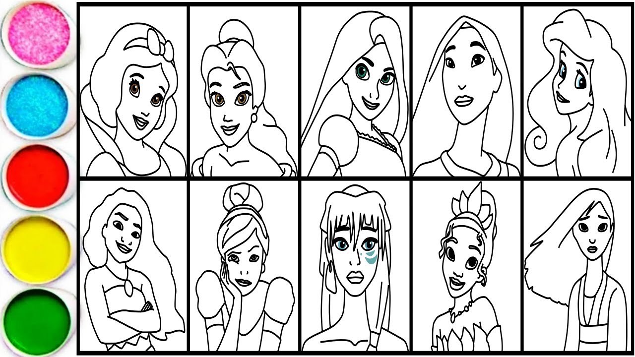How to draw Princesses Disney - Ariel, Cinderella, Snow White, Rapunzel, Belle, Moana & others
