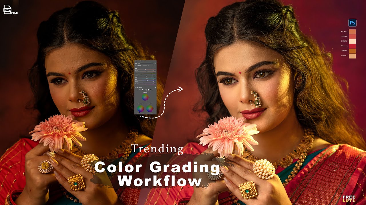 Color Grading Wedding Bride Photo Editing Tutorial 💍 Any Photo in 15 Minutes | Free Photoshop LUTs