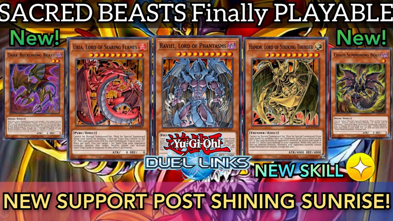 NEW SACRED BEASTS SKILL & SUPPORT! Uria, Raviel and Hamon climb to LEGEND! [Yu-Gi-Oh! Duel Links]