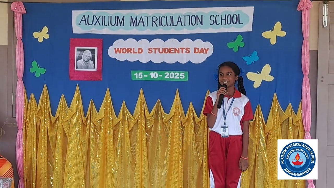 World Students’ Day Celebration | Speech Competition | Auxilium Matriculation School Jawadhu Hills.