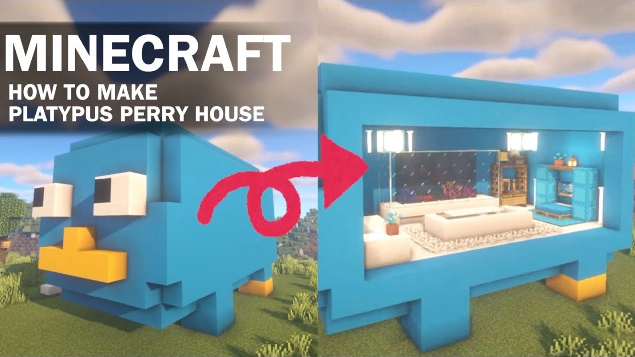 [Minecraft] How to make a platypus perry house. Stylish interior. From Phineas and Ferb