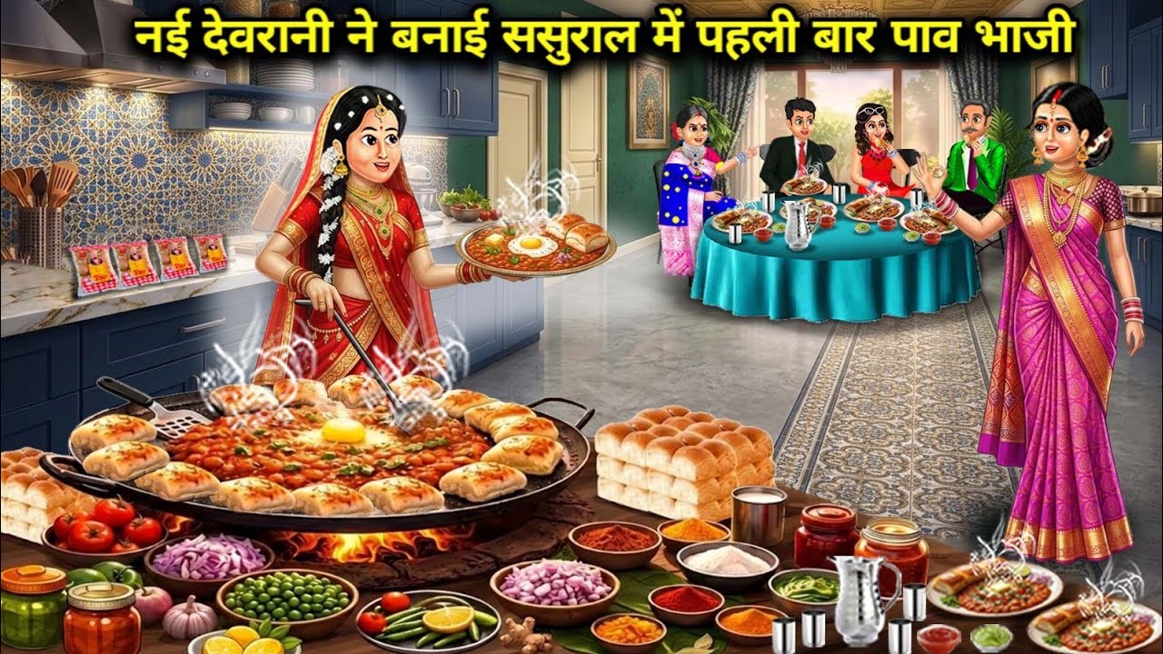 नई देवरानी ने बनाई ससुराल में पहली बार पाव भाजी|New sister-in-law made pav bhaji for the first time.