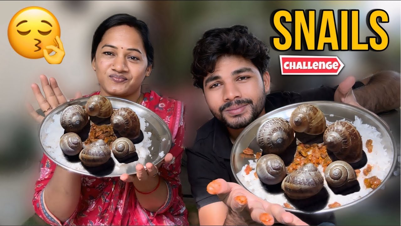 Eating snails with my mom @krishnaveni nagineni #foodchallenge #funny #youtube