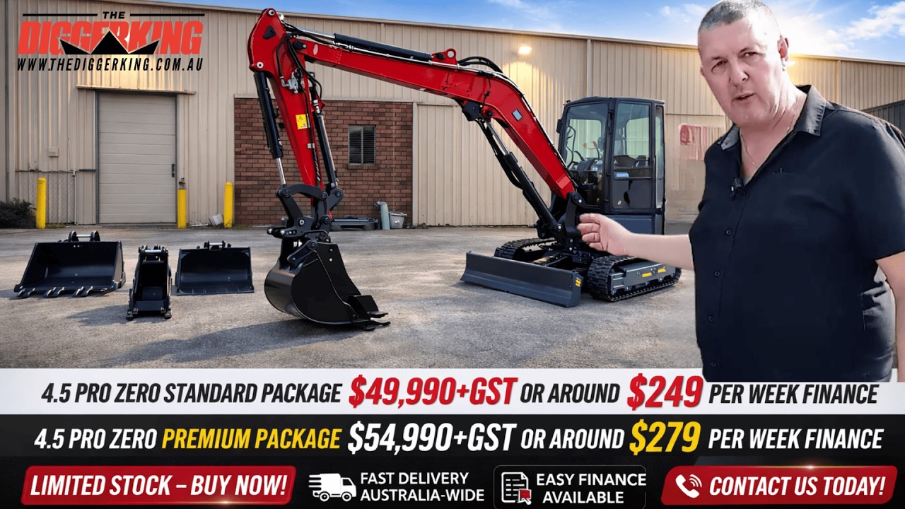 4.5 Ton Excavator Pro Package | Kubota Engine, Zero Swing & Full Attachment Combo